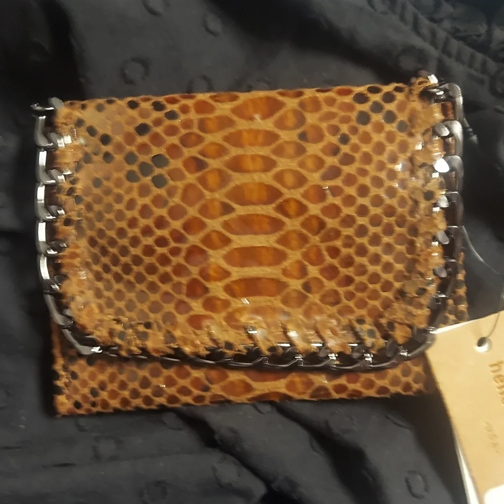 Hello 3aM Forever Lizard Embossed Leather brown change purse